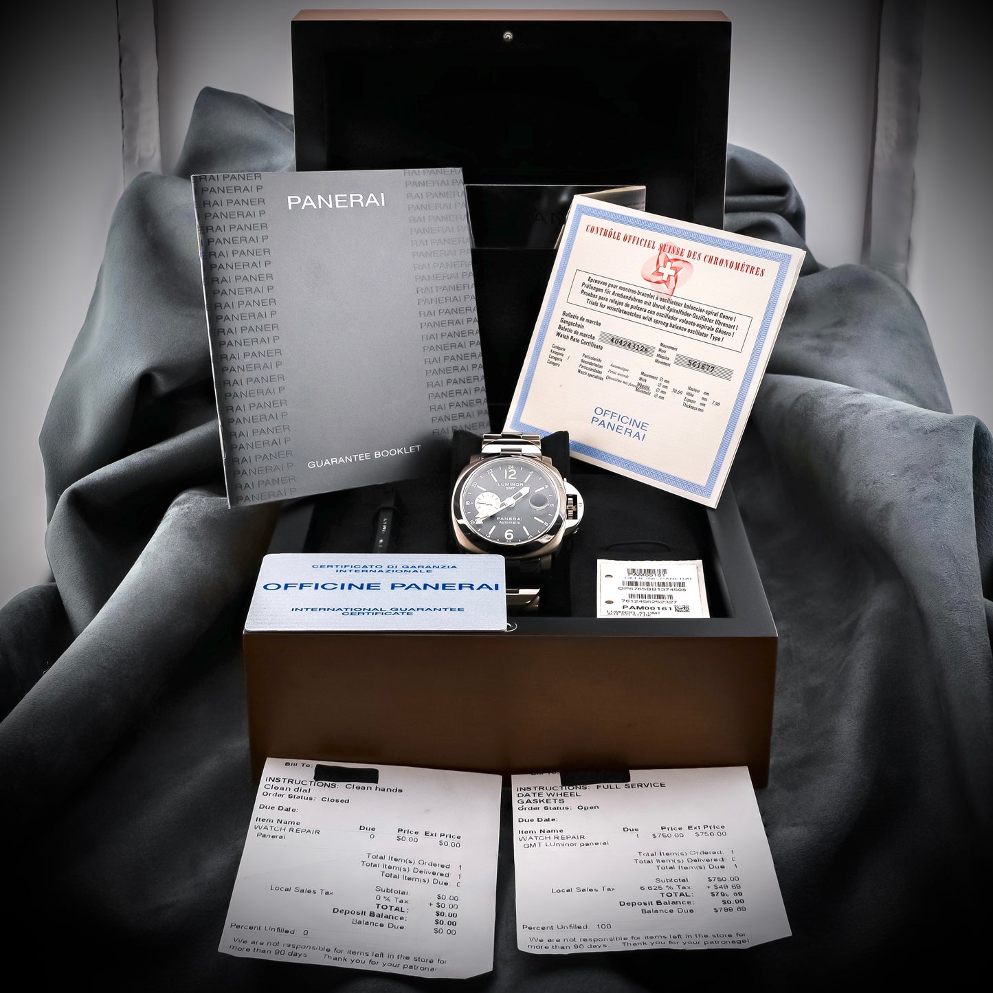 Panerai Luminor 161 GMT 44mm Serviced PAM00161 Titanium bracelet Full set PAM