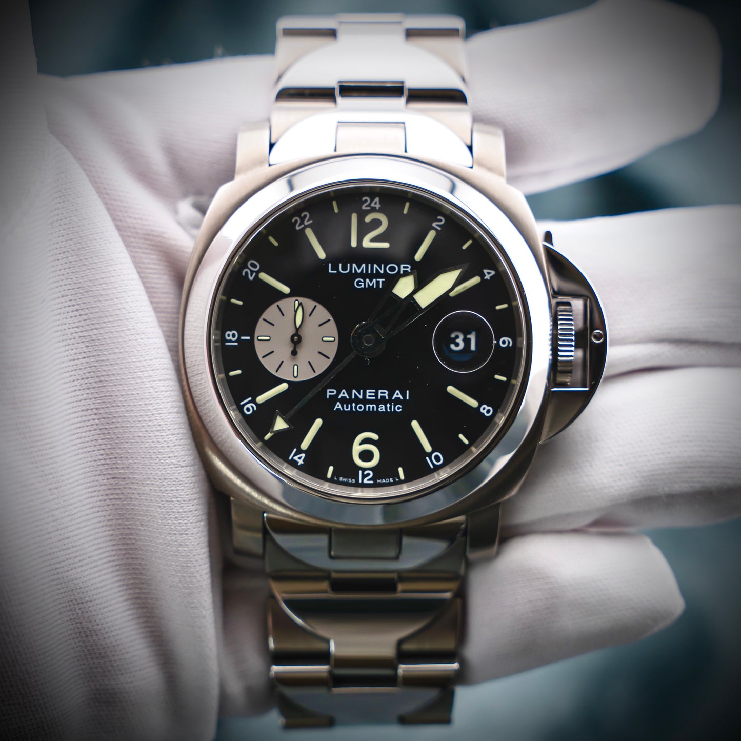 Panerai Luminor 161 GMT 44mm Serviced PAM00161 Titanium bracelet Full set PAM
