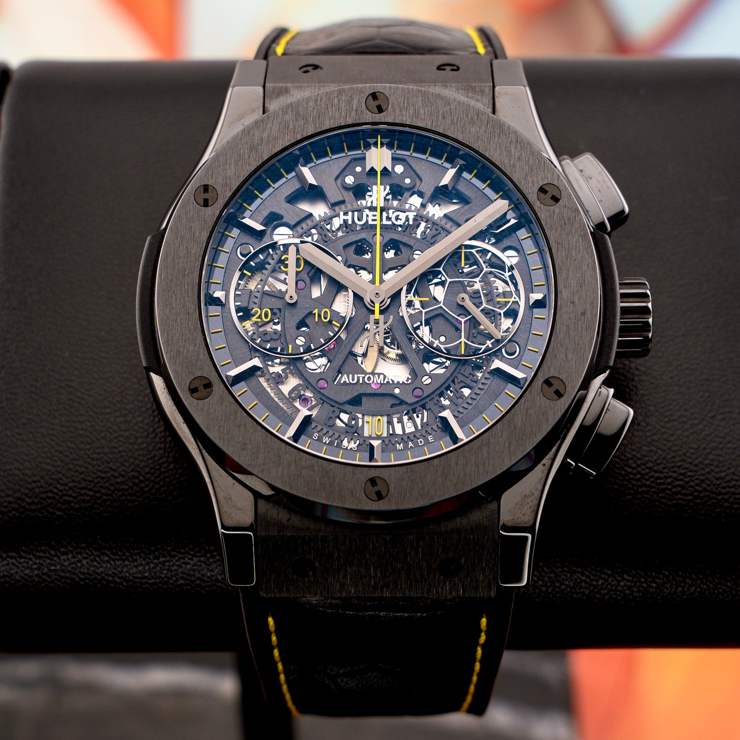 Hublot Classic Fusion Aerofusion Pele Ceramic Limited Edition Mint Yellow Accent 45mm
