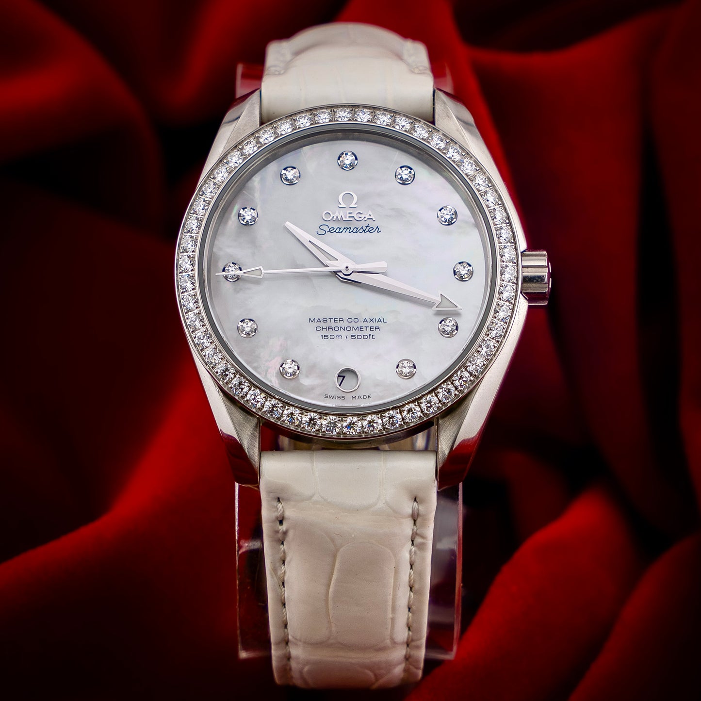 Omega Seamaster Aqua Terra White MOP Dial Mother Of Pearl Diamond Bezel 38.5mm