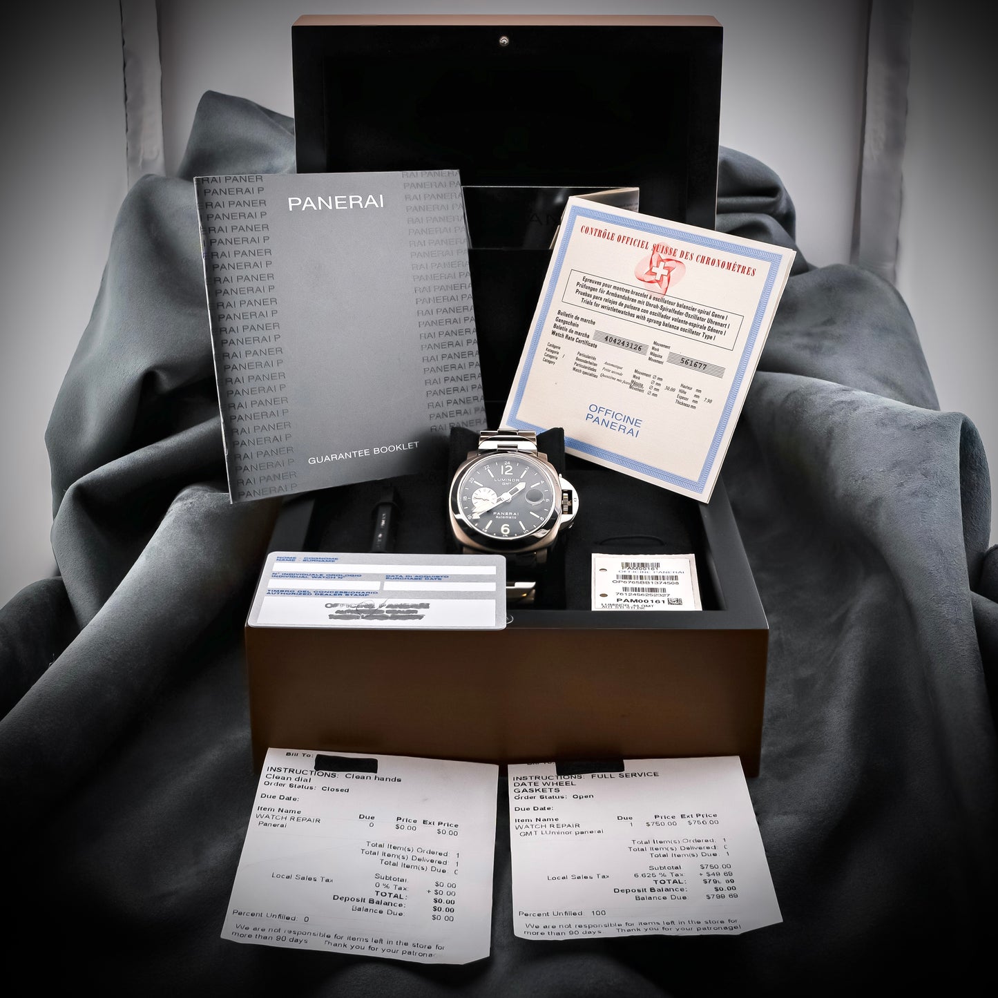 Panerai Luminor 161 GMT 44mm Serviced PAM00161 Titanium bracelet Full set PAM