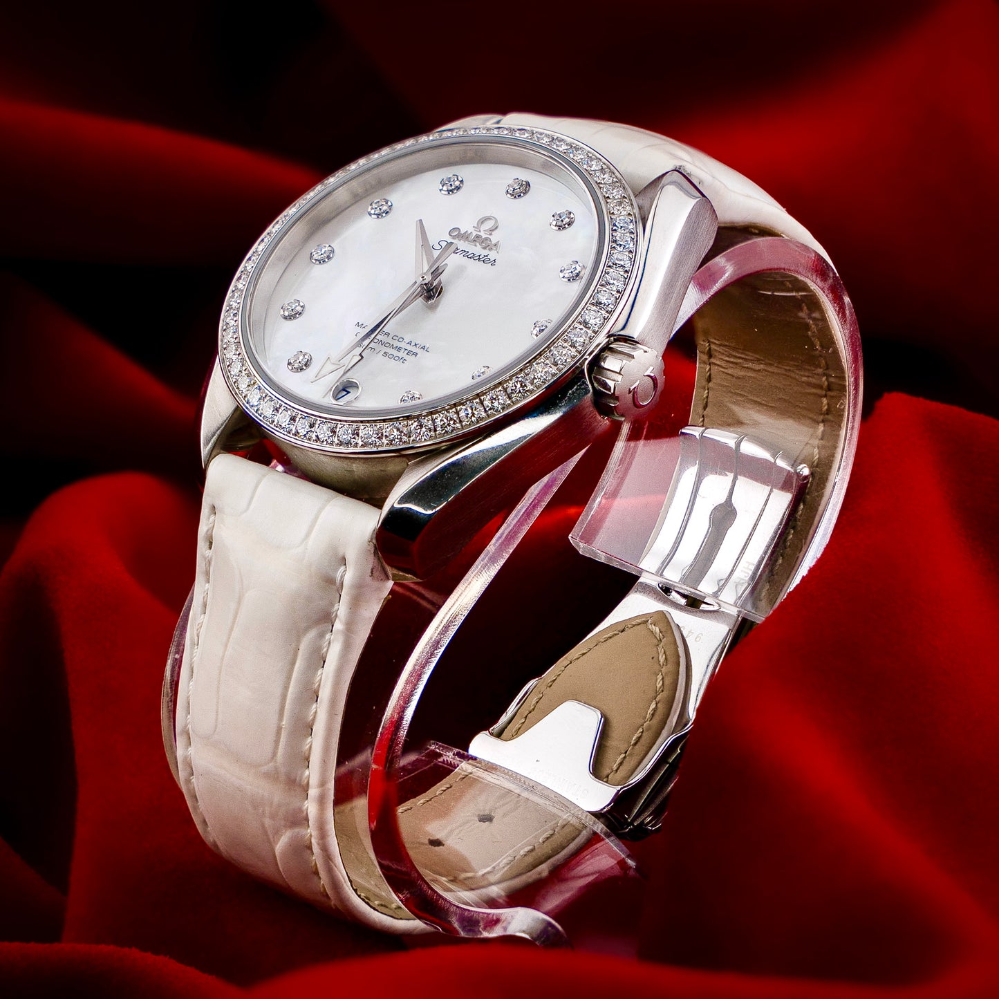 Omega Seamaster Aqua Terra White MOP Dial Mother Of Pearl Diamond Bezel 38.5mm