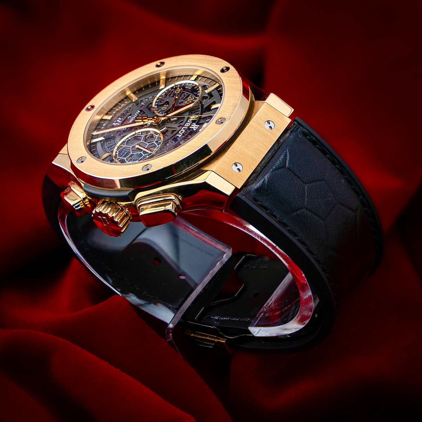 Hublot Classic Fusion Aerofusion Pele Gold Skeleton 1 of 200 Soccer Ball Box 45mm