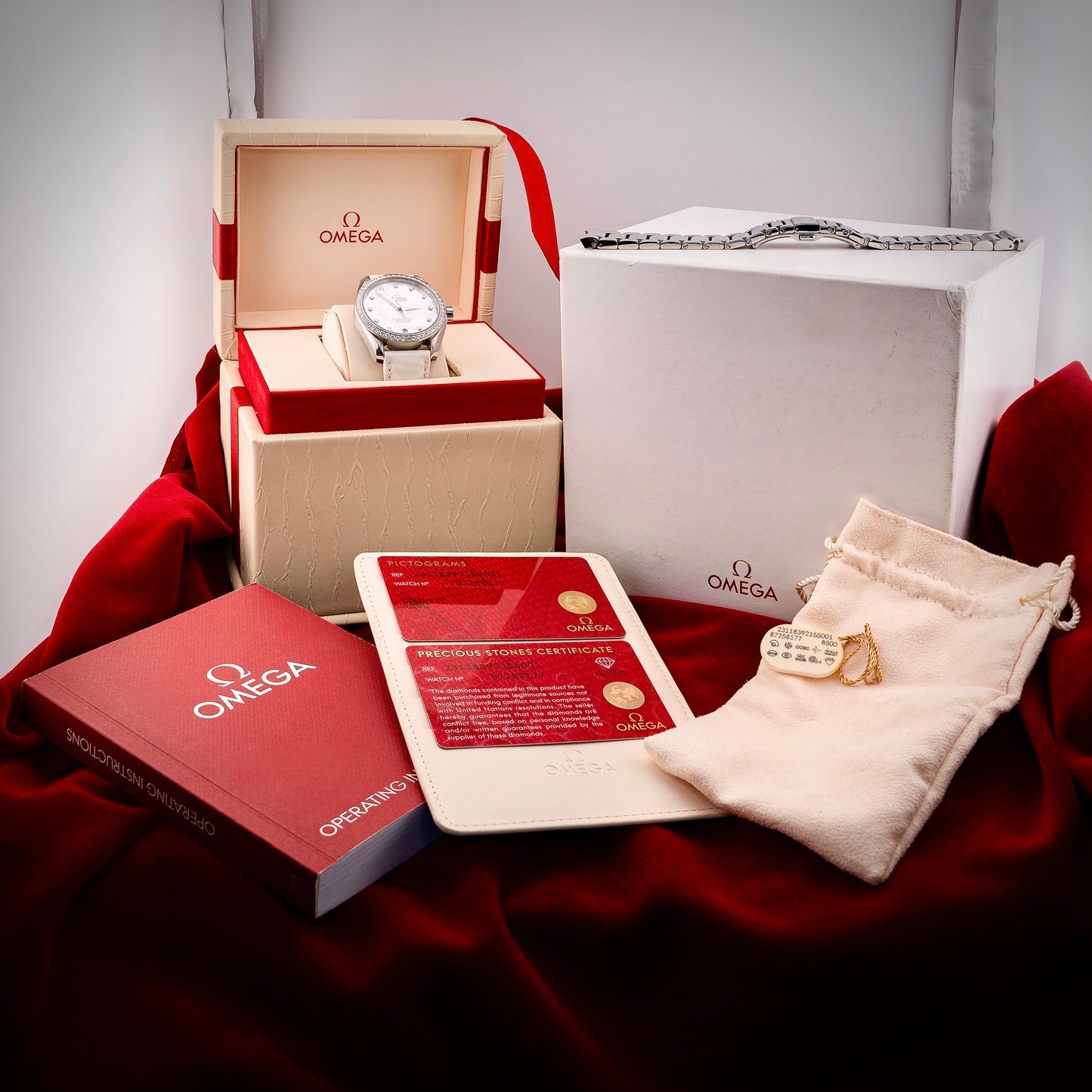 Omega Seamaster Aqua Terra White MOP Dial Mother Of Pearl Diamond Bezel 38.5mm