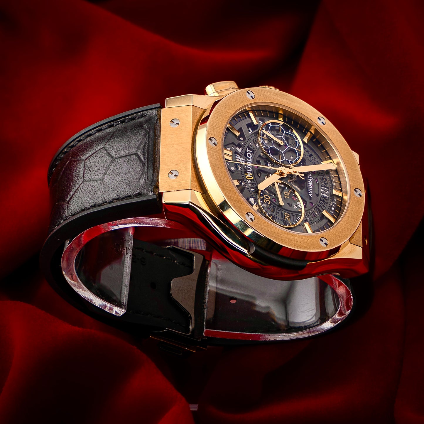 Hublot Classic Fusion Aerofusion Pele Gold Skeleton 1 of 200 Soccer Ball Box 45mm