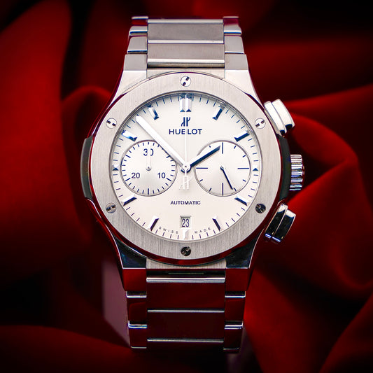 Hublot Classic Fusion Chronograph Titanium Opalin Silver White Dial Bracelet 45mm