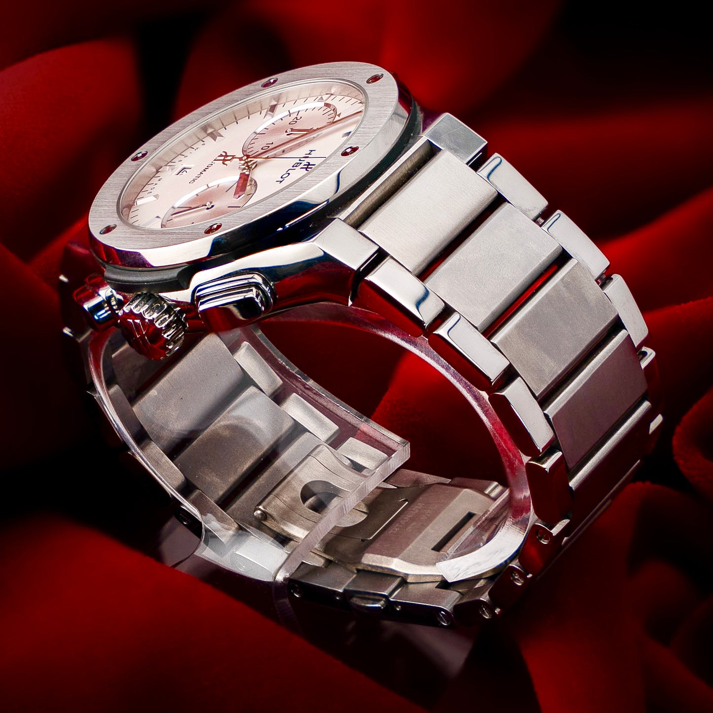 Hublot Classic Fusion Chronograph Titanium Opalin Silver White Dial Bracelet 45mm