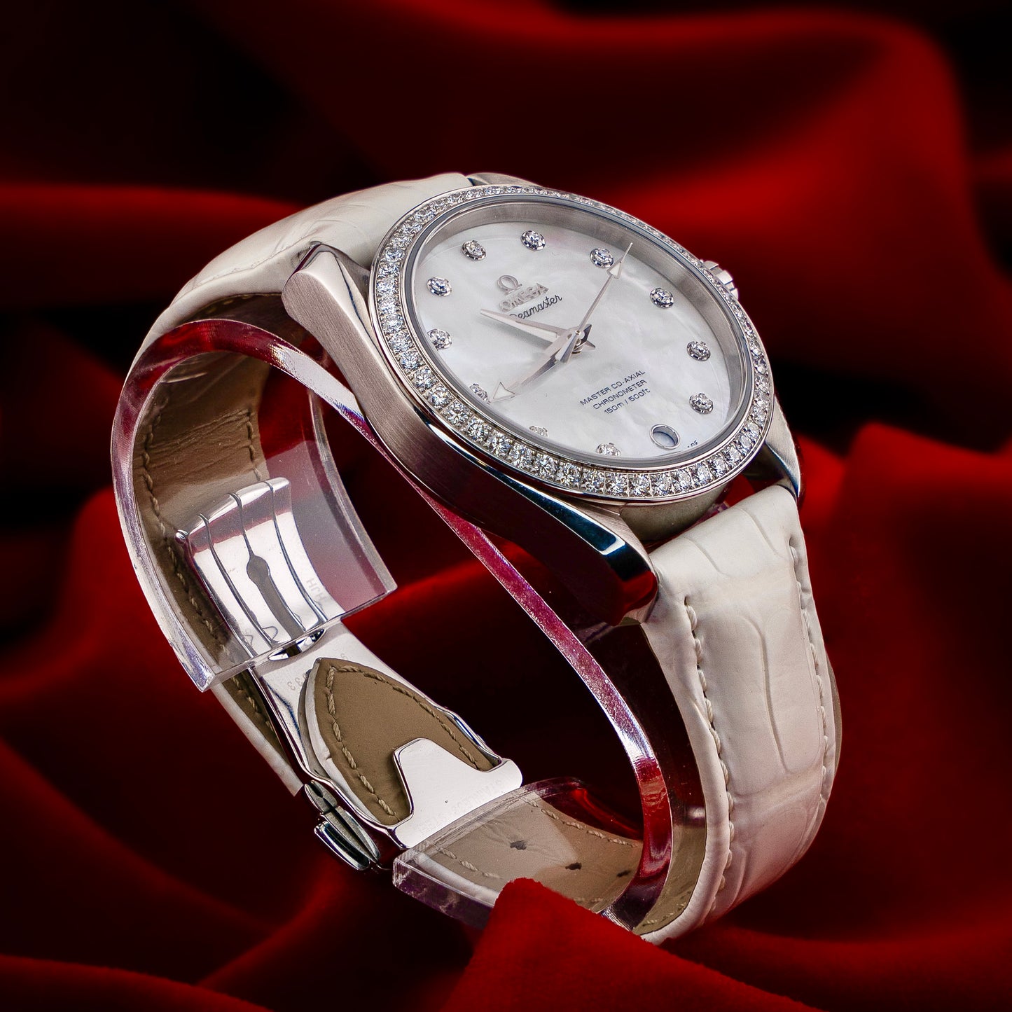 Omega Seamaster Aqua Terra White MOP Dial Mother Of Pearl Diamond Bezel 38.5mm
