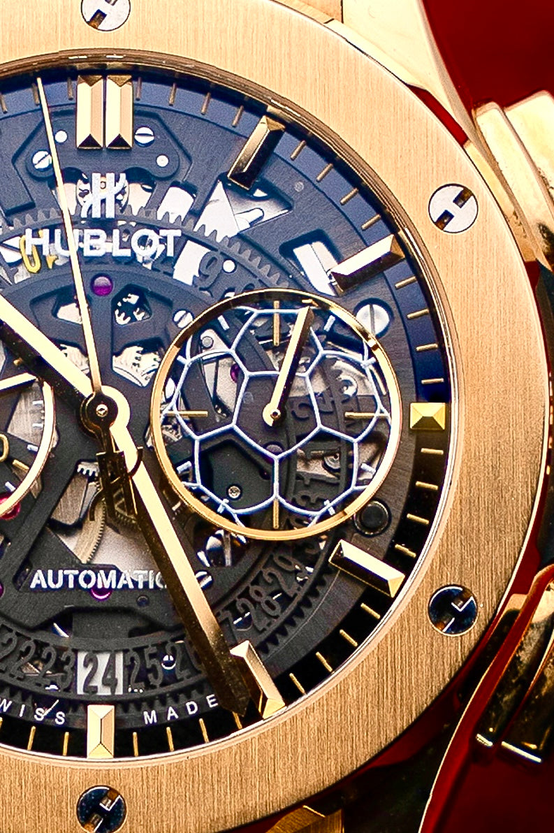 Hublot Classic Fusion Aerofusion Pele Gold Skeleton 1 of 200 Soccer Ball Box 45mm