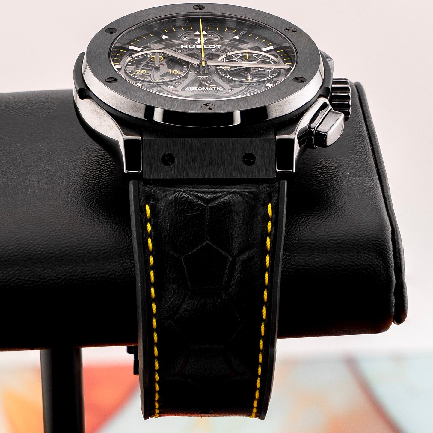 Hublot Classic Fusion Aerofusion Pele Ceramic Limited Edition Mint Yellow Accent 45mm