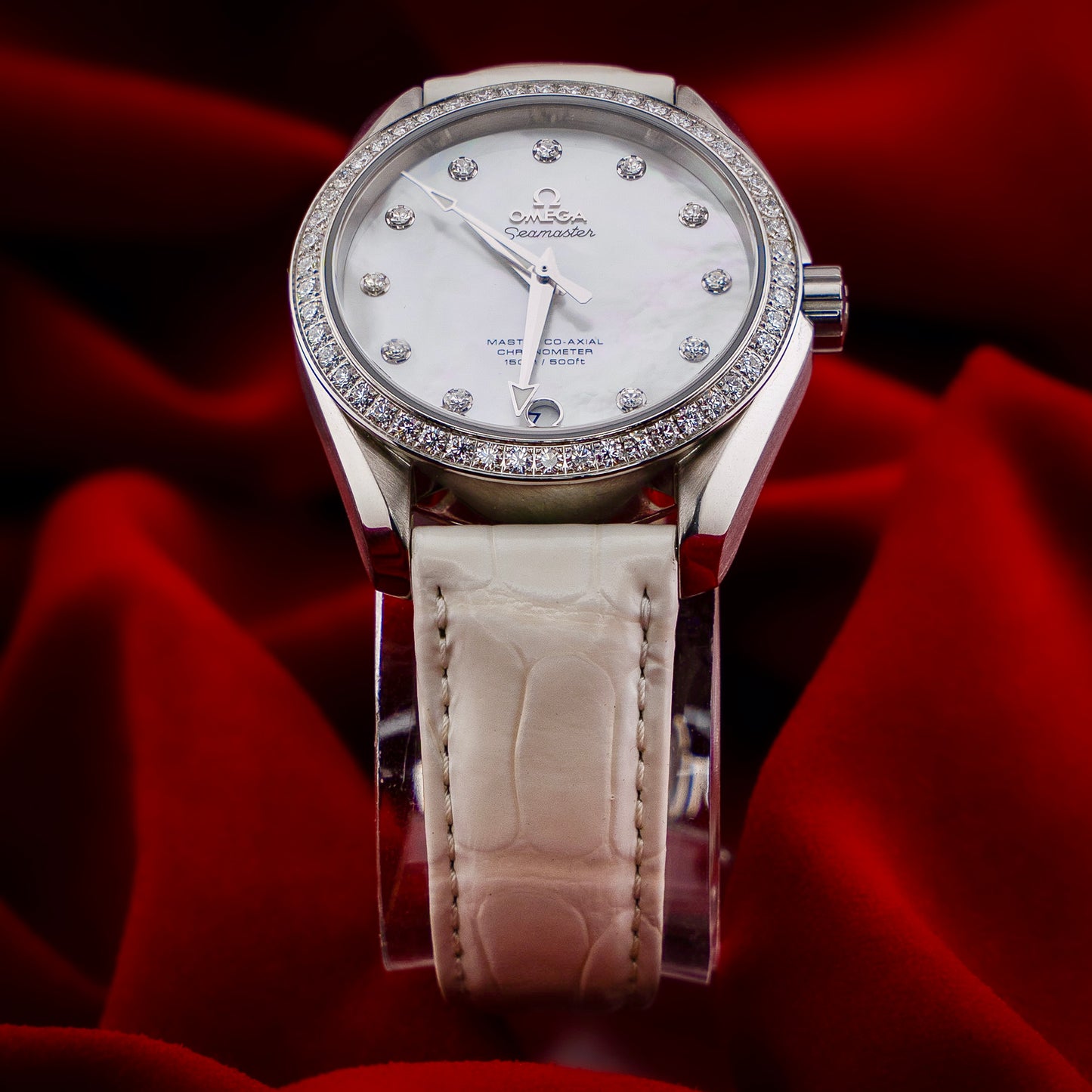 Omega Seamaster Aqua Terra White MOP Dial Mother Of Pearl Diamond Bezel 38.5mm