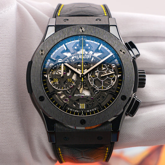 Hublot Classic Fusion Aerofusion Pele Ceramic Limited Edition Mint Yellow Accent 45mm