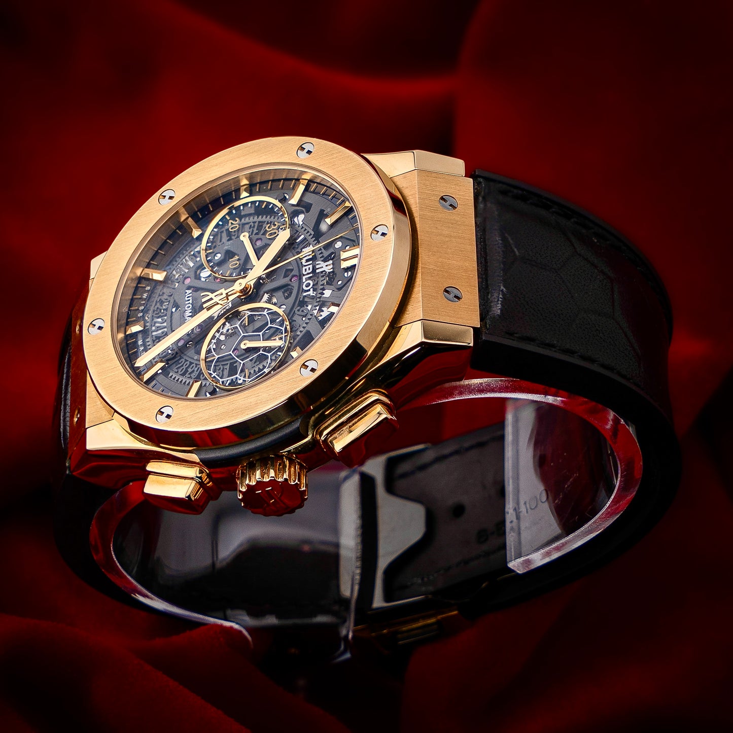 Hublot Classic Fusion Aerofusion Pele Gold Skeleton 1 of 200 Soccer Ball Box 45mm