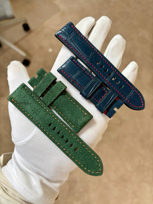 Panerai Straps Aftermarket Green Suede & Blue Leather