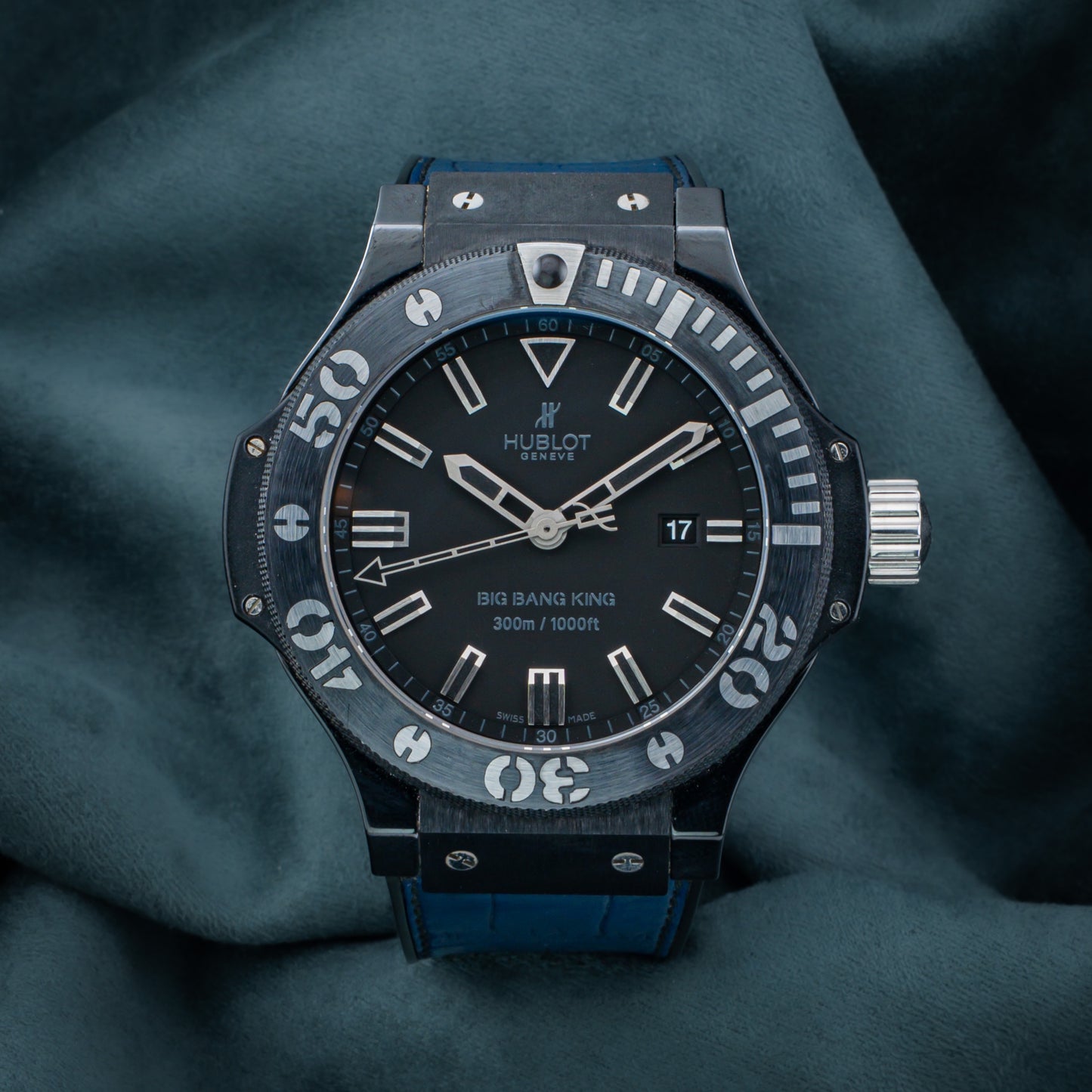 2012 Hublot Big Bang King Black Dial Blue Leather Strap