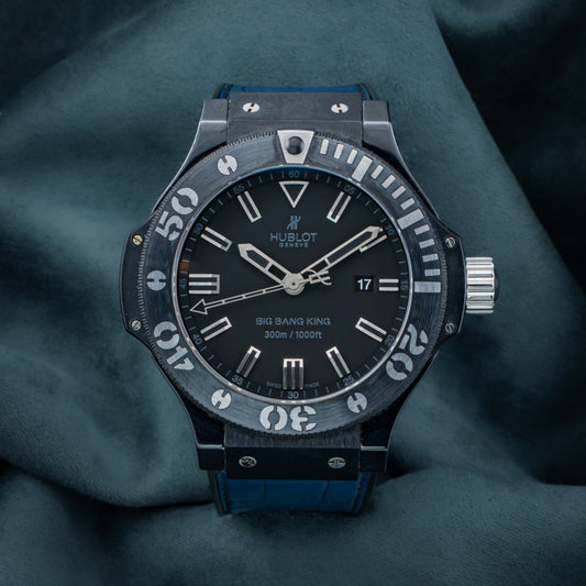 2012 Hublot Big Bang King Black Dial Blue Leather Strap